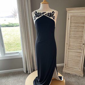 Ralph Lauren classic style evening dress with beading on bodice, Size 8
